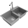 Mexen Tomas granite sink 2-chamber with Duero kitchen tap, grey - 6516-71-671600-00