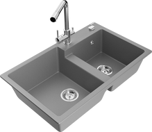 Mexen Tomas granitni sudoper s 2 komore s kuhinjskom slavinom Duero, siva - 6516-71-671600-00