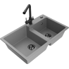 Mexen Tomas fregadero de granito de 2 senos con grifo de cocina Duero, gris - 6516-71-671600-70-B