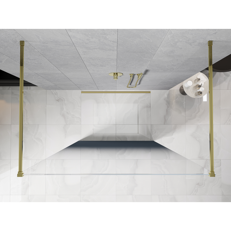 Mexen Kioto ścianka prysznicowa wolnostojąca 110 x 200 cm, ombre niebieska 8 mm, złota - 800-110-002-50-46