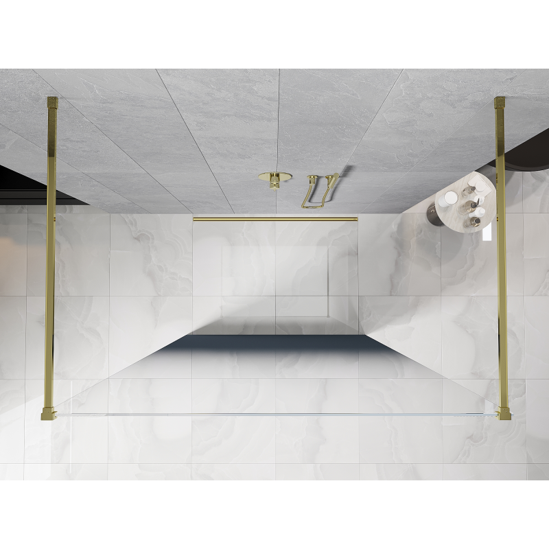 Mexen Kioto ścianka prysznicowa wolnostojąca 140 x 200 cm, ombre niebieska 8 mm, złota - 800-140-002-50-46