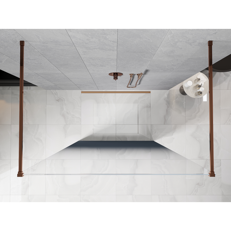 Mexen Kioto ścianka prysznicowa wolnostojąca 120 x 200 cm, ombre niebieska 8 mm, różowe złoto - 800-120-002-60-46