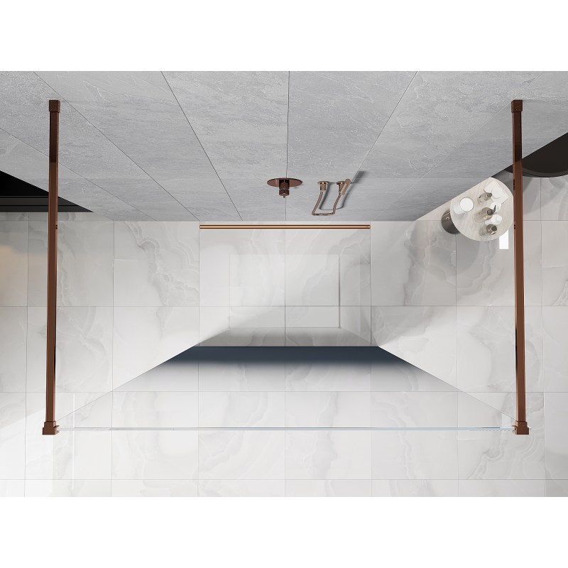 Mexen Kioto ścianka prysznicowa wolnostojąca 130 x 200 cm, ombre niebieska 8 mm, różowe złoto - 800-130-002-60-46