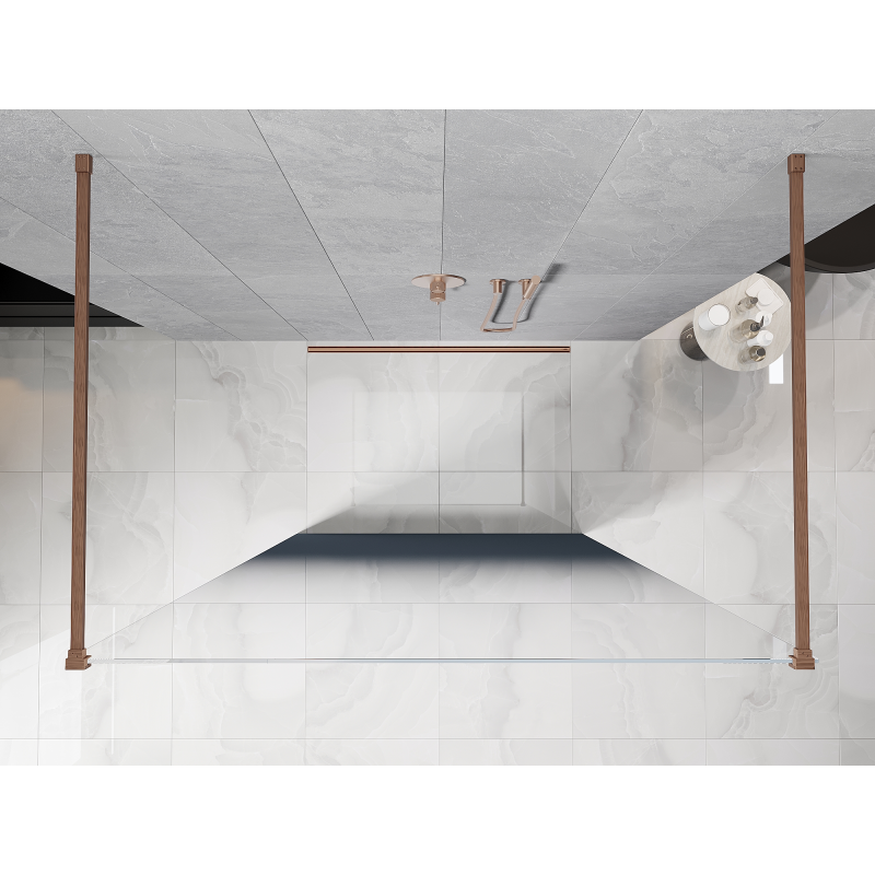 Mexen Kioto ελεύθερη όρθια επιτοίχια ντουσιέρα 150 x 200 cm, μπλε Ombre 8 mm,