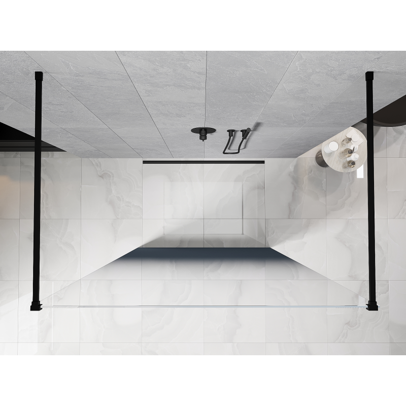 Mexen Kioto ścianka prysznicowa wolnostojąca 110 x 200 cm, ombre niebieska 8 mm, czarna - 800-110-002-70-46