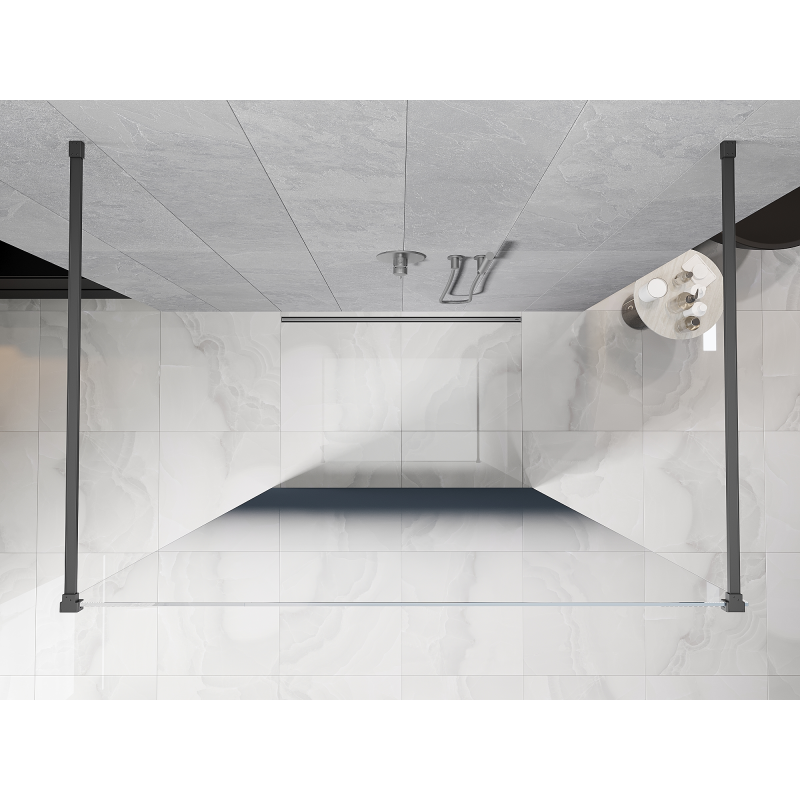 Mexen Kioto ścianka prysznicowa wolnostojąca 100 x 200 cm, ombre niebieska 8 mm, gun metal - 800-100-002-95-46