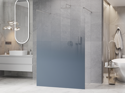 Mexen Kioto Mampara de ducha independiente 120 x 200 cm, ombre azul 8 mm, níquel cepillado - 800-120-002-97-46