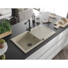 Mexen Leo granitische spoelbak met 1 bak en afdruiprek en keukenmengkraan Duero, beige - 6501-69-671600-70