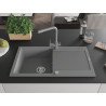 Mexen Leo Einbauspüle Granit 1-Becken mit Abtropffläche und Küchenarmatur Duero, grau - 6501-71-671600-71