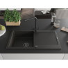 Mexen Leo granitspoelbak met 1 bak, uitlekbak en keukenkraan Duero, zwart/goud metallic - 6501-75-671600-70-B