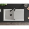 Mexen Leo fregadero de granito de 1 tina con escurridor y grifo de cocina Savita, blanco - 6501-20-672601-70