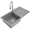 Mexen Leo 1-bowl granite sink with drainer and Savita kitchen tap, grey - 6501-71-672601-00