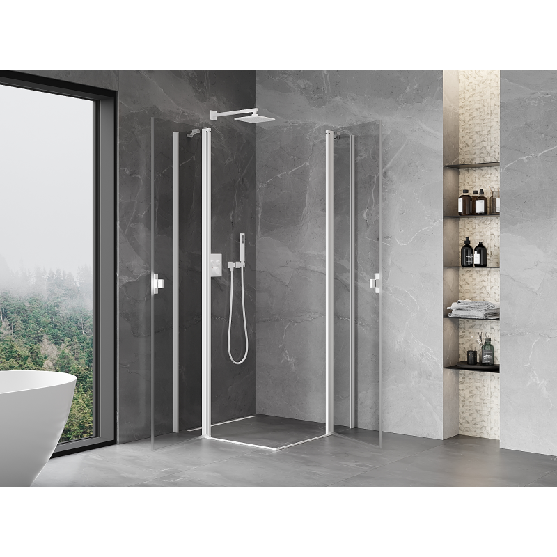 Mexen Mist Duo kabina prysznicowa uchylna 85 x 85 cm, transparent, biała - 8A4-085-085-20-00