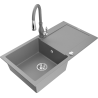 Mexen Leo granīta izlietne ar vienu nodalījumu un noteku un virtuves jaucējkrānu Savita, pelēka - 6501-71-672601-71
