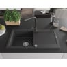 Mexen Leo lavello in granito a 1 vasca con scolapiatti e miscelatore cucina Duero, nero maculato - 6501-76-671600-76