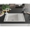 Mexen Elias fregadero de granito de 1 seno con escurridor y grifo de cocina Duero, blanco - 6511-20-671600-20