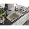 Mexen Elias one-bowl granite sink with drainer and kitchen faucet Duero, beige - 6511-69-671600-70