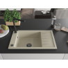 Mexen Elias granieten gootsteen 1-kamer met druiprek en keukenmengkraan Duero, beige - 6511-69-671600-70