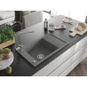 Mexen Elias fregadero de granito de 1 seno con escurridor y grifo de cocina Duero, gris - 6511-71-671600-00
