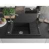 Mexen Elias 1-Becken Granitspüle mit Abtropffläche und Küchenarmatur Duero, schwarz/silber metallic - 6511-73-671600-00