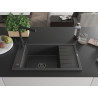 Mexen Elias fregadero de granito de 1 seno con escurridor y grifo de cocina Duero, negro con motas - 6511-76-671600-70-B