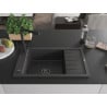 Mexen Elias granite sink 1-bowl with drainer and Duero kitchen tap, black speckled - 6511-76-671600-70-B