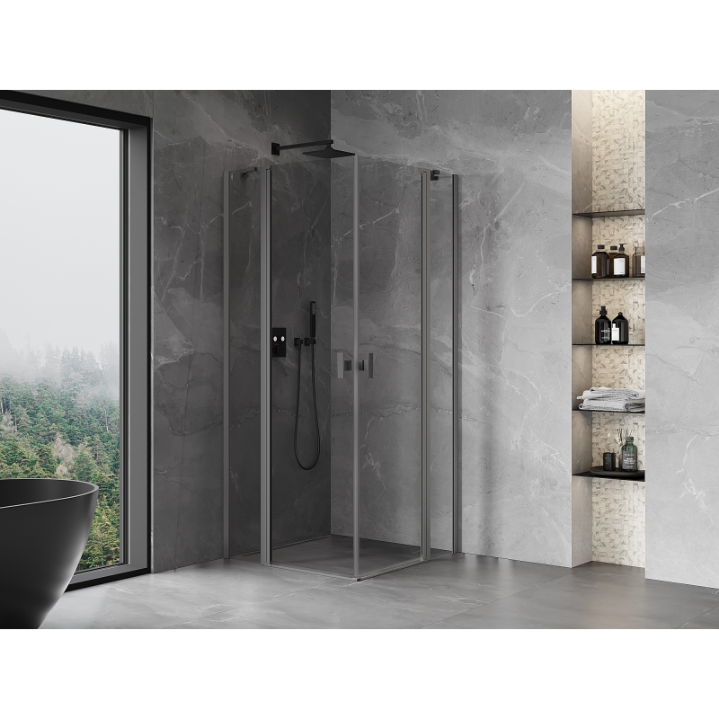 Mexen Mist Duo kabina prysznicowa uchylna 120 x 120 cm, transparent, gun metal - 8A4-120-120-95-00