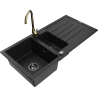 Mexen Andres fregadero de granito 1,5 senos con escurridor y grifo de cocina Telma, negro - 6515-77-670200-50-B