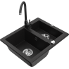 Mexen Carlos lavello in granito 1,5 vasche con rubinetto da cucina Telma, nero - 6518-77-670200-70