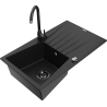 Mexen Cesar fregadero de granito de 1 seno con escurridor y grifo de cocina Telma, negro - 6514-77-670200-70-B