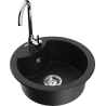 Mexen Diego fregadero de granito de 1 compartimento con grifo de cocina Telma, negro - 6512-77-670200-00