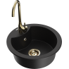Mexen Diego 1-bowl granite sink with Telma kitchen faucet, black - 6512-77-670200-50