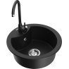 Mexen Diego fregadero de granito de 1 seno con grifo de cocina Telma, negro - 6512-77-670200-70