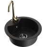 Mexen Diego granite sink 1-chamber with Telma kitchen tap, black - 6512-77-670200-50-B