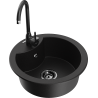 Mexen Diego fregadero de granito de 1 cubeta con grifo de cocina Telma, negro - 6512-77-670200-70-B