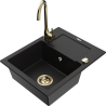 Mexen Enzo fregadero de granito de 1 cubeta con escurridor y grifo de cocina Telma, negro - 6506-77-670200-50