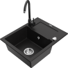Mexen Enzo fregadero de granito de 1 seno con escurridor y grifo de cocina Telma, negro - 6506-77-670200-70