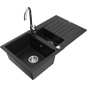 Mexen Matias fregadero de granito de 1.5 senos con escurridor y grifo de cocina Telma, negro - 6502-77-670200-00