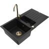 Mexen Matias Granite Sink 1.5-Bowl with Drainer and Telma Kitchen Tap, Black - 6502-77-670200-50