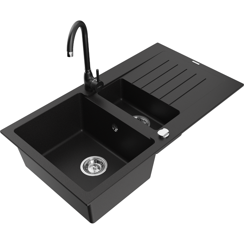 Mexen Matias Granitkichen Zweekechel mat enger 1,5 Kummer a Kichebatterie Telma, schwaarz - 6502-77-670200-70