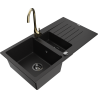 Mexen Matias fregadero de granito 1,5-bandejas con escurridor y grifo de cocina Telma, negro - 6502-77-670200-50-B