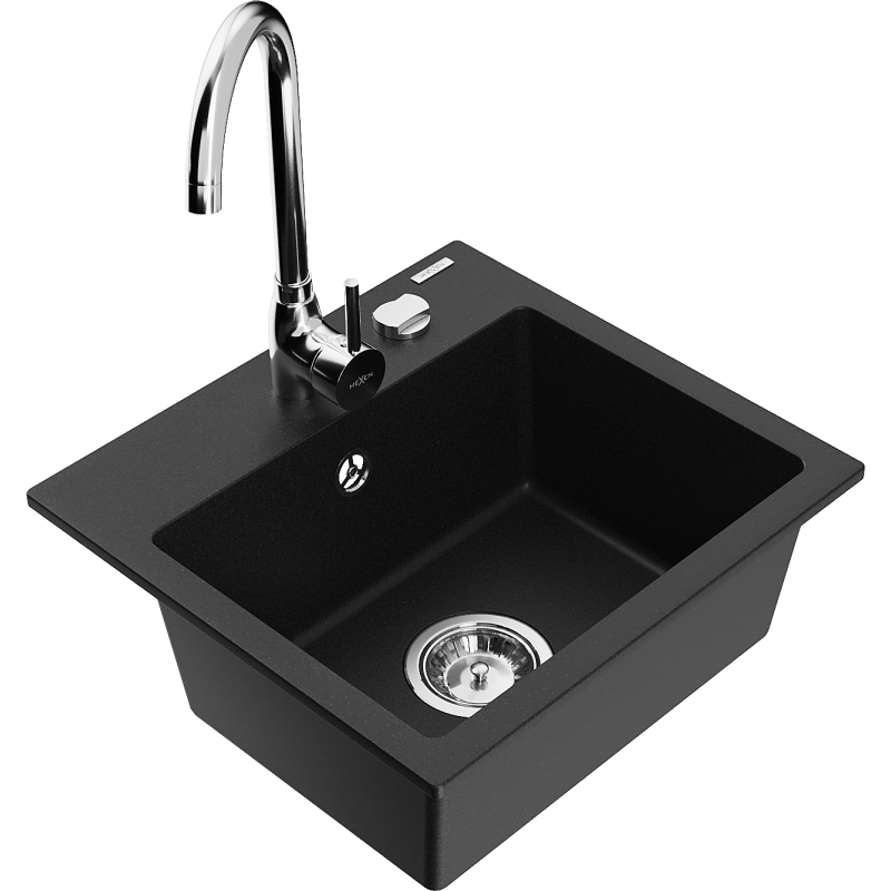 Mexen Milo 1-skåls granitho med Telma köksblandare, svart - 6505-77-670200-00