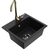 Mexen Milo fregadero de granito de 1 cubeta con grifo de cocina Telma, negro - 6505-77-670200-50-B