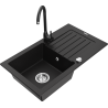 Mexen Pablo graniittinen yhden altaan keittiöallas valutuksella ja Telma keittiöhana, musta - 6510-77-670200-70