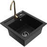 Mexen Vito 1-bowl granite sink with Telma kitchen tap, black - 6503-77-670200-50-B