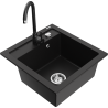 Mexen Vito fregadero de granito de 1 cubeta con grifo de cocina Telma, negro - 6503-77-670200-70