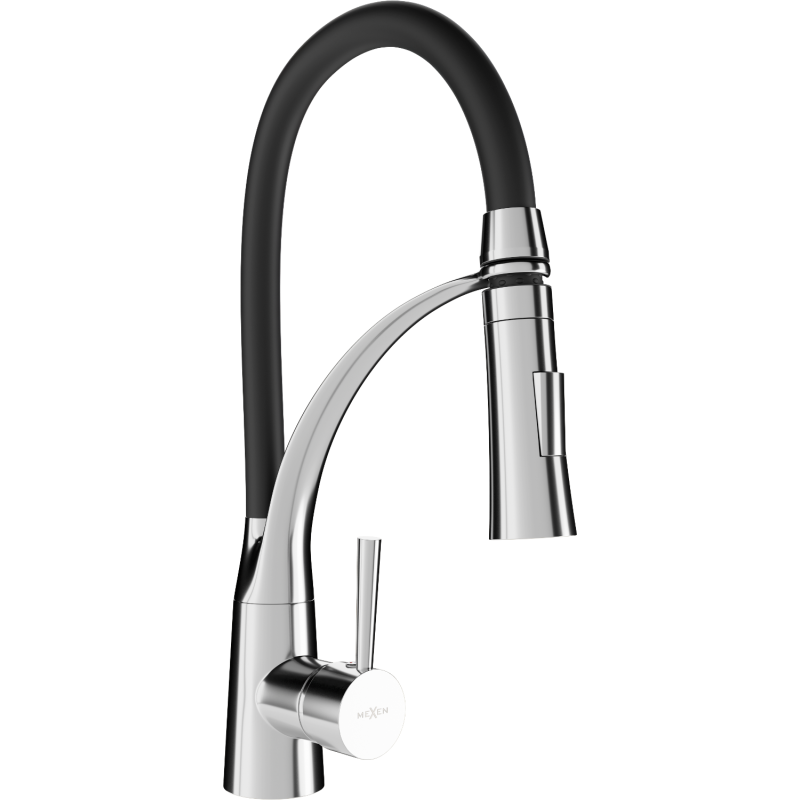 Mexen Aster grifo de cocina, cromo/negro - 73450-07