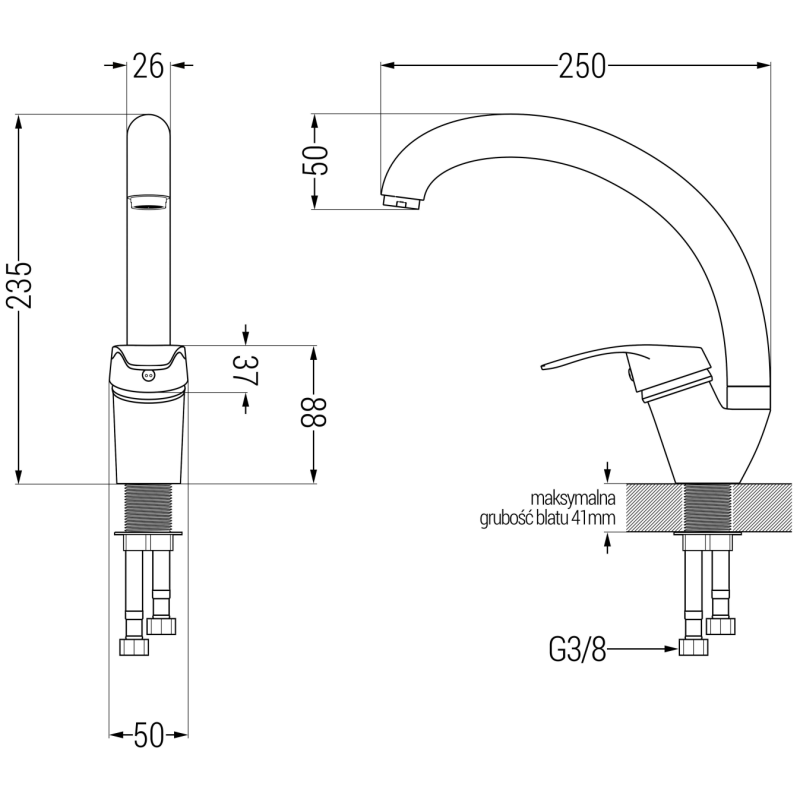 Mexen Rosa grifo de cocina, gris - 670800-61