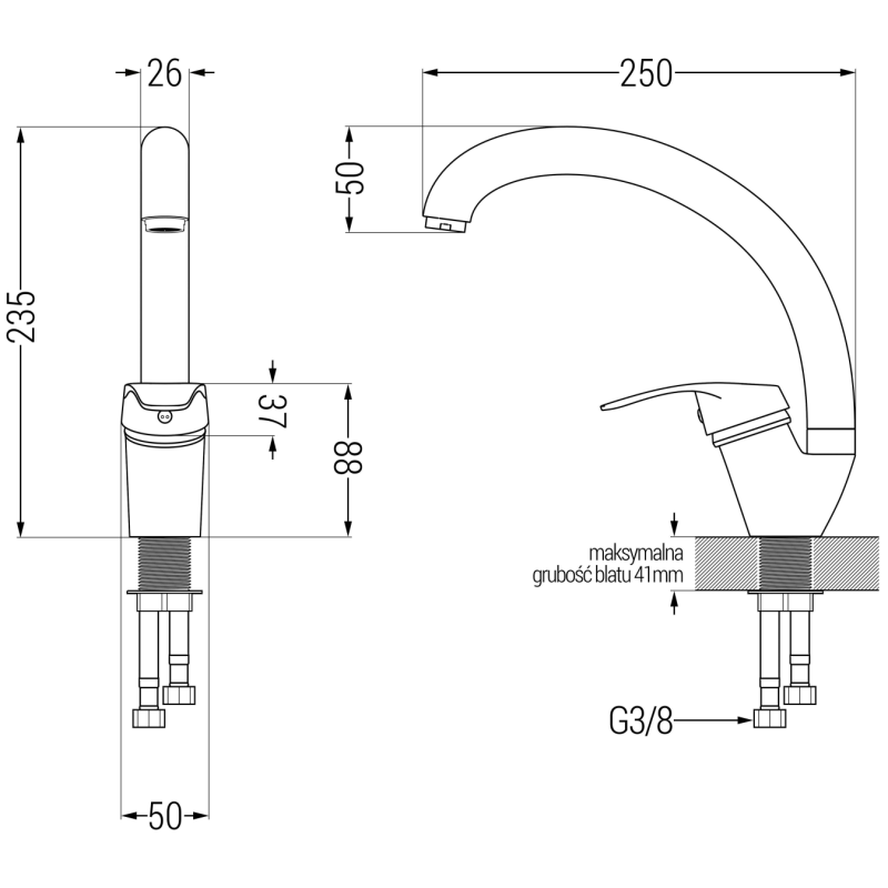 Mexen Rosa Kitchen Tap, Grey - 670800-61