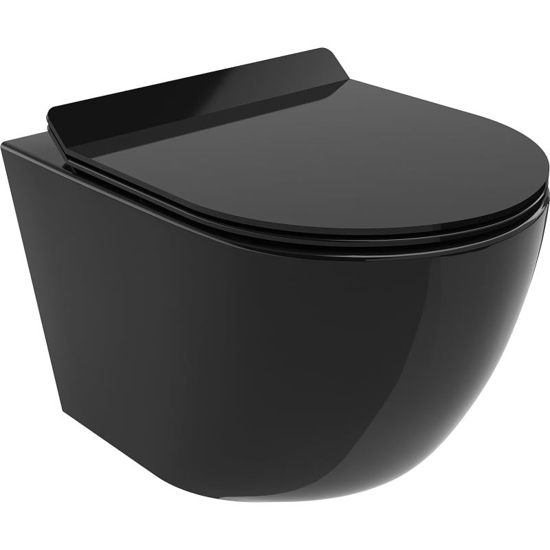 Mexen Lena WC školjka bez ruba s daske tankim, duroplast, crni sjaj - 30224070